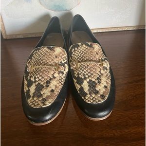 Aldo Black and Snakeskin Loafers Flats